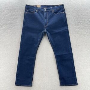 Levis 513 Jeans Mens 38x30 Blue Slim Straight Dark Wash Denim Preppy Grunge NEW